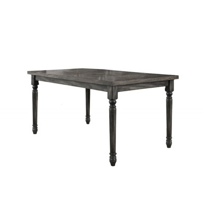 Transitional Rustic 59 Inch Rectangular Wood Table For Dining, Weathered Grey Finish, Seats 6, Four Legs, Simple Assembly Style Dining Table, Design, Required