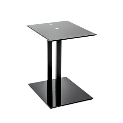 Engud Glass Top Floor Shelf End Table