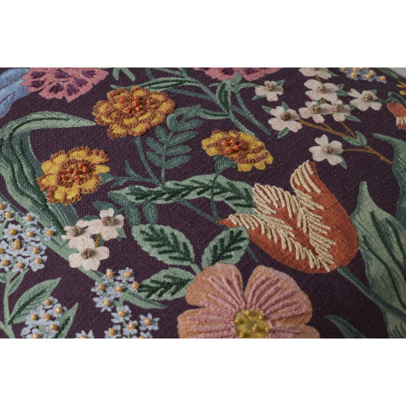 Rifle Paper Company x Loloi Burgundy Blossom Decorative Pillow, Down Blend
