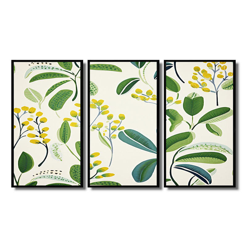 Gratton - Ensemble d'art mural feuilles, H 28 po x l 36 po x P 1 po, Cadre flottant noir