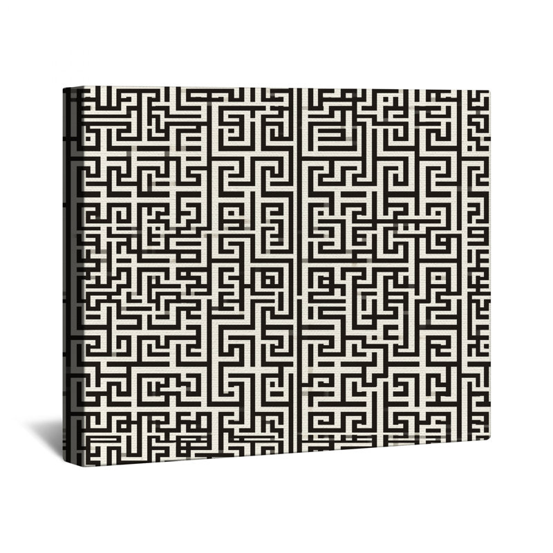 Black Maze Pattern Canvas Gallery Wrap in Many Sizes, 12 x 12 pouces