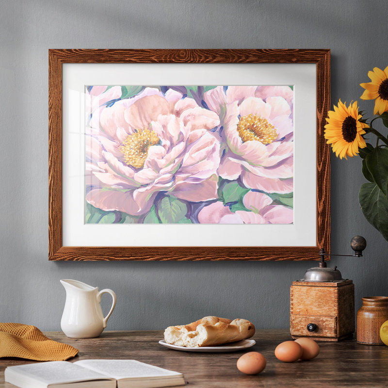 Pivoines en fleurs II, impression sur papier, Érable, H 26 po x l 38 po