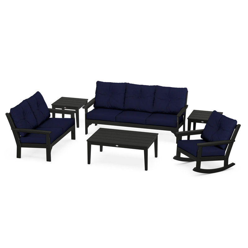 Vineyard 6-Piece Deep Seating Set, Black, Navy