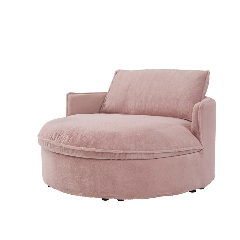Canapé-lit rond 59 po en fausse fourrure, Rose