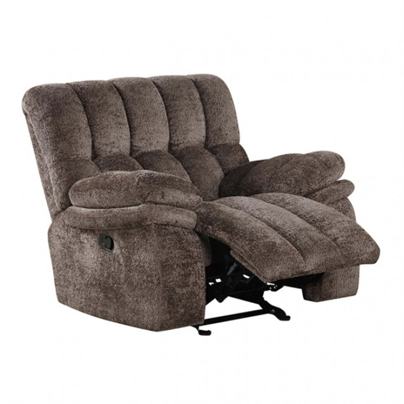 Dark Gray Finish Transitional Style Glider Recliner With High Density Foam And Pillow Top Arms For Ultimate Comfort
