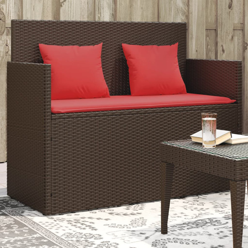 Banc de patio avec coussins Vidaxl, Beige / noir