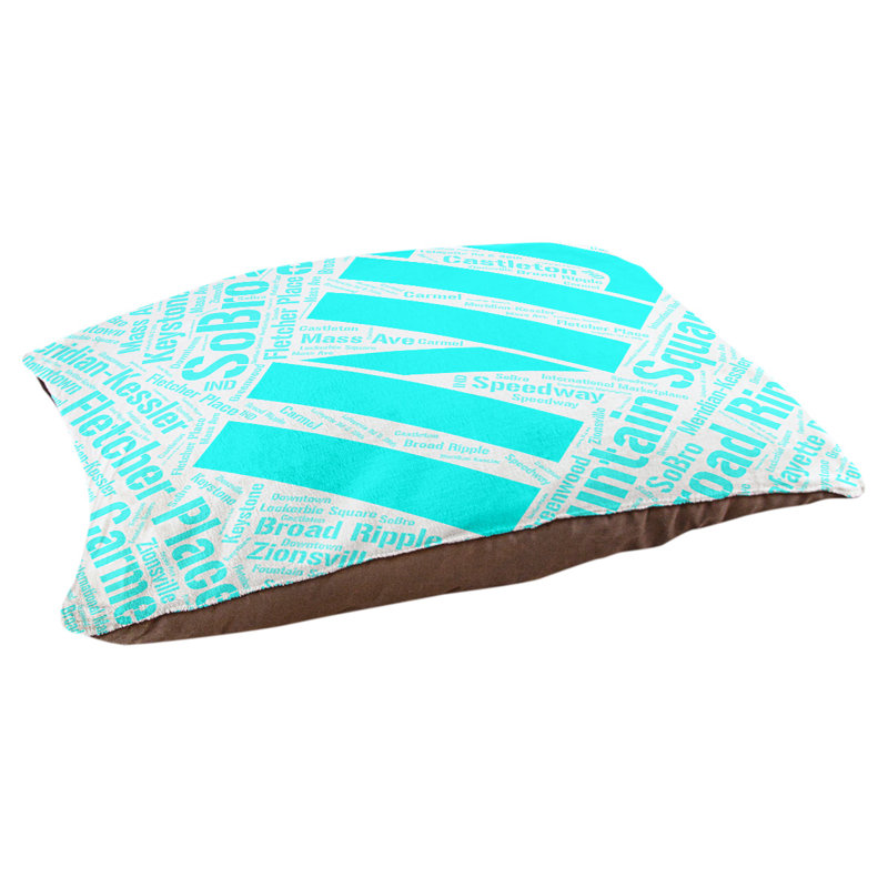 Coussin de chien « districts », Très grand (H 17 po x l 50 po x P 40 po), Cyan, Indianapolis