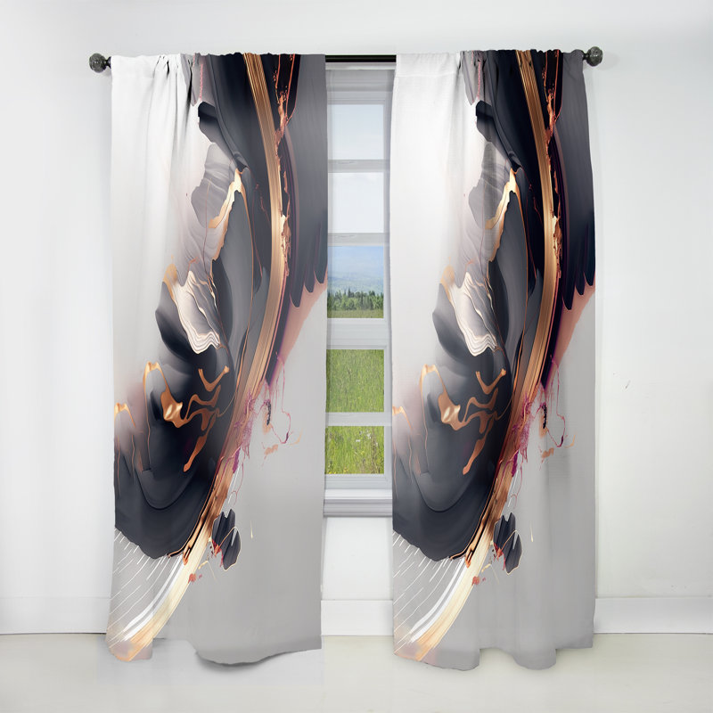 Rose Gold Black Transcending Complexity I - Modern Velvet Curtain - Room Darkening - 1 panel, 52" W x 84" L