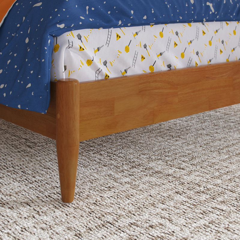 Pascarella Solid Wood Low Profile Platform Bed, Twin, Light Toffee