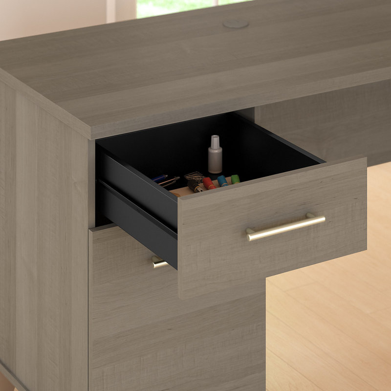 Bureau avec huche Ovia, Gris cendre