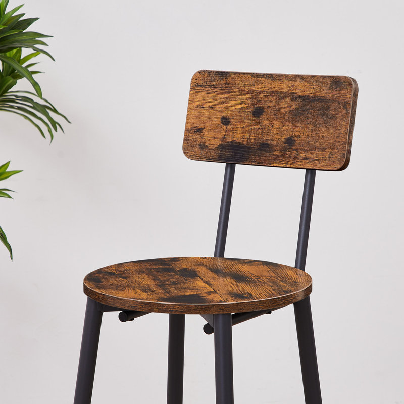 Round Bar Stool Set With Shelves, Stool With Backrest