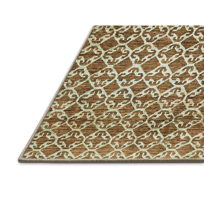 Tapis abstrait blanc / brun, Rectangle 5 pi x 7 pi