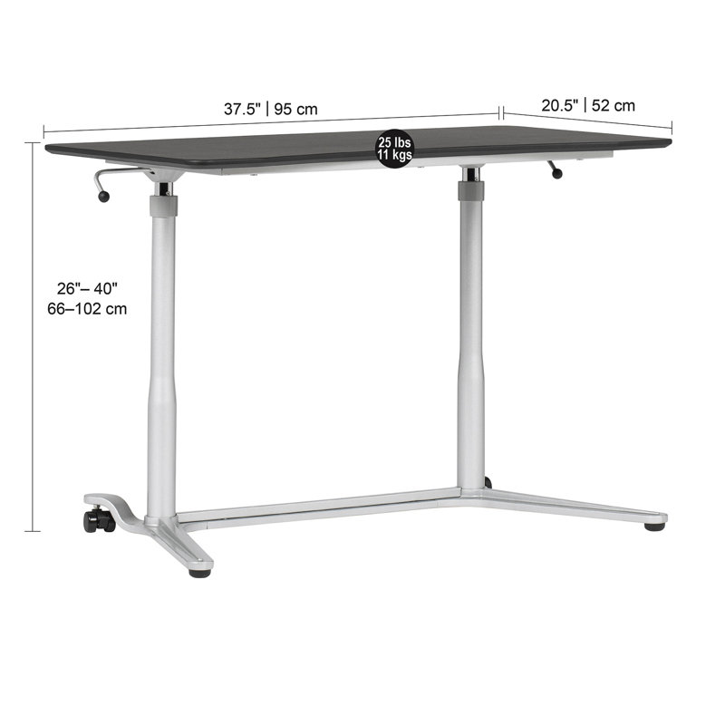 Crandell Adjustable Metal Base Standing Desk, Black/Silver