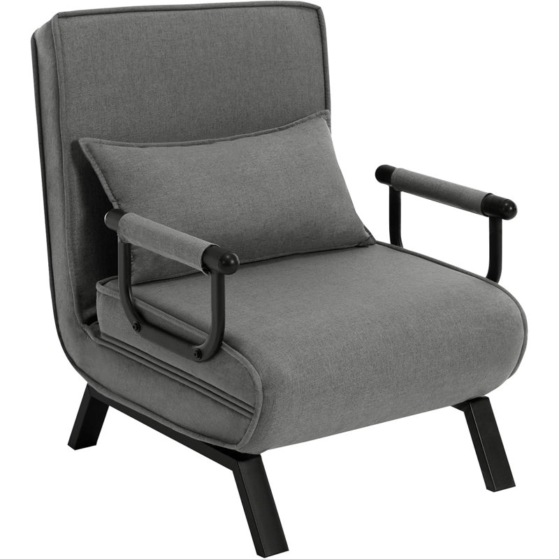 Reian 60cm Upholstered Futon Chair, Grey/Brown/Blue
