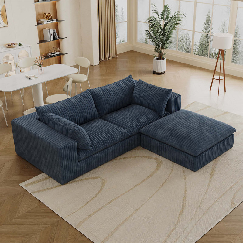 Canapé de 39,8 pouces avec tissu en velours côtelé, siège profond, conception à deux couches, coussins amovibles, sans assemblage, combinaison à faire soi-même pour diverses pièces