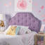Tête de lit simple mauve en tissu avec coutures à losanges et détails cloutés-1375938706