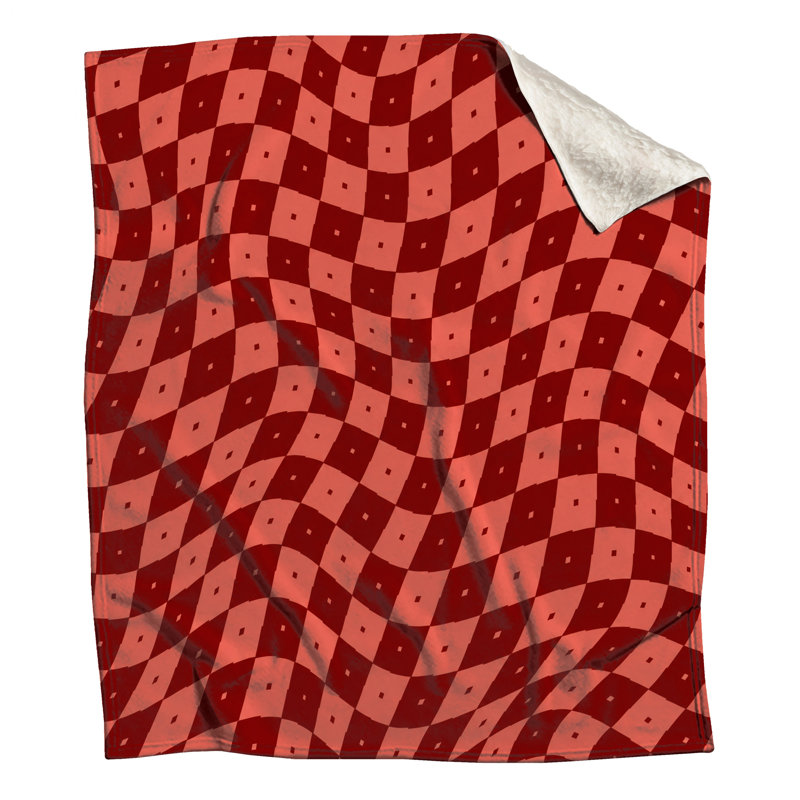 Red Wavy Checkered Blankets, 50in W x 60in H