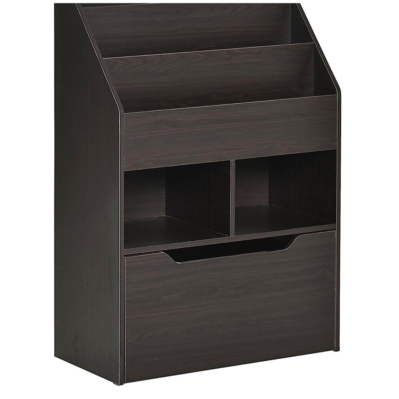 Organisateur de bibliothèque à tablettes multiples avec tiroir de rangement pour livres, Brun