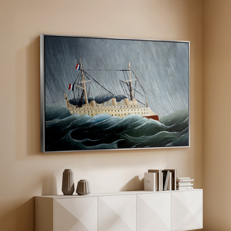 Un navire dans une tempête (Navire dans la tempête), v. 1899 - Henri Rousseau - Toile tendue avec châssis encadrée, 26 x 40