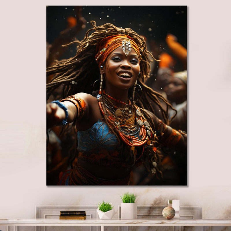 Wilkey Tribal Woman Dance sur toile, H 20 po x l 12 po x P 1 po