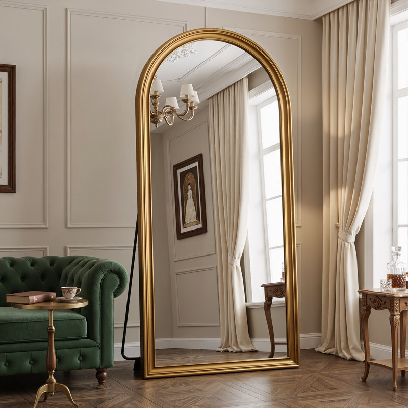 Miroir pleine longueur arqué de style rétro, 81"×41", Gold