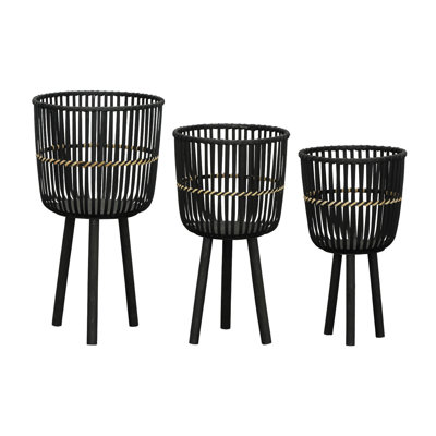 S/3 Bamboo Footed Planters 11/13/15"
