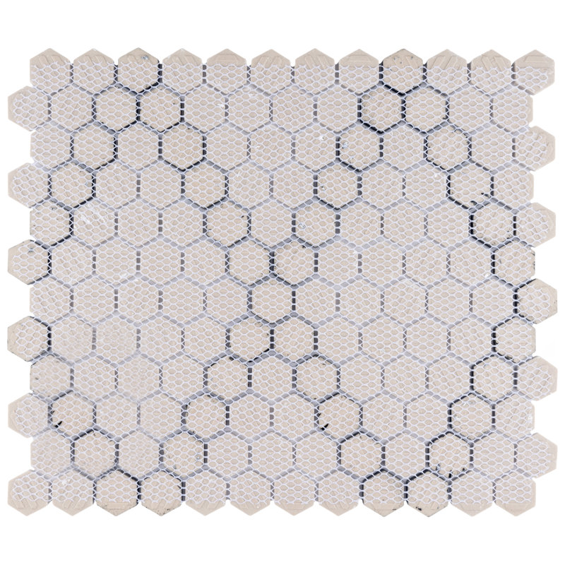 Metro 1" Hex Matte White with Black Diamond 10-1/4" x 11-7/8" Porcelain Mosaic Tile