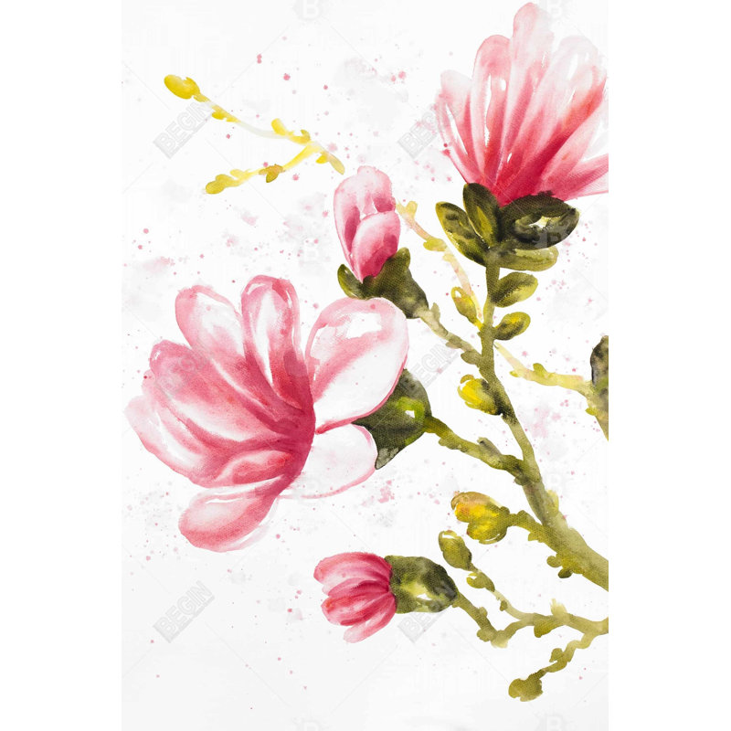 «Watercolor Magnolia Flowers» sur toile