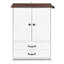 Dog feeding station, double door locker with 2 adjustable dog bowls, 3 hooks on right side, white