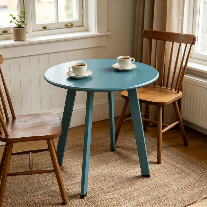 Table d'appoint ronde moderne, petite table d'appoint décorative avec 4 pieds en angle, table basse compacte pour salon, chambre à coucher, balcon, patio, vert