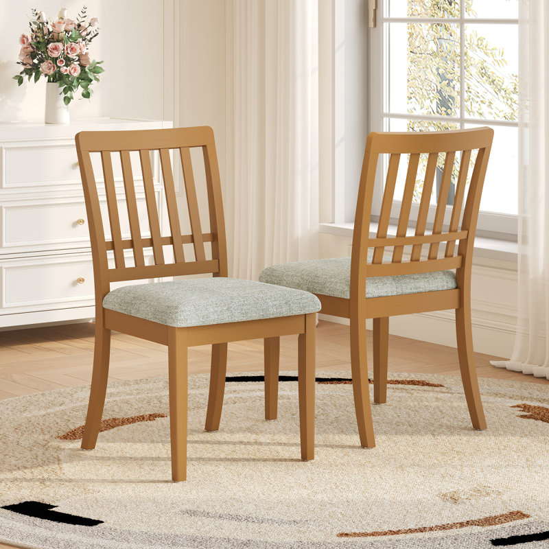 Chaises de salle à manger 2 pièces scandinaves modernes, dossier en bois courbé avec siège en tissu gris, finition pour la salle à manger et un appartement, facile à assembler - brun clair
