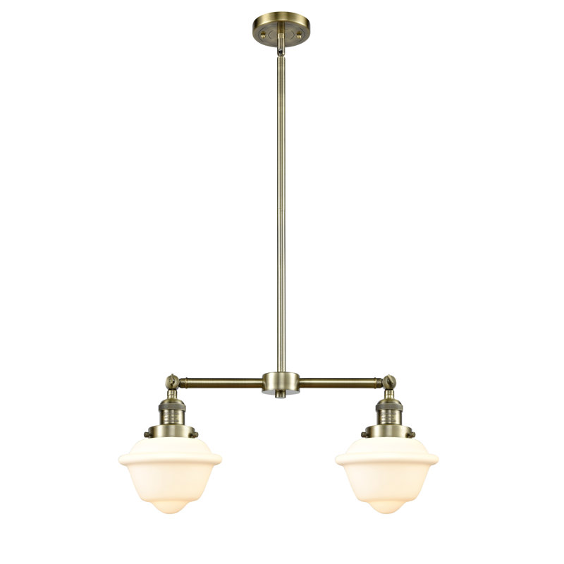 Luminaire suspendu linéaire à 2 lumières pour îlot de cuisine Calliope, Laiton antique, Ampoule non incluse, Grainé