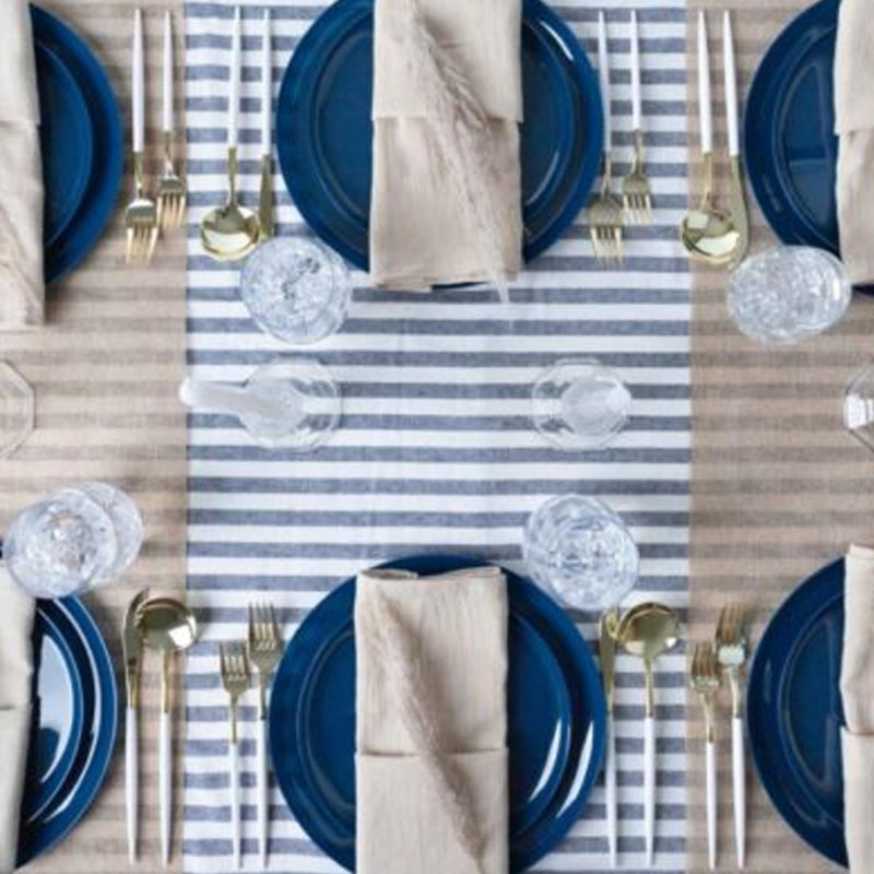 Assiettes en plastique rondes jetables EcoQuality Edge Collection 20 invités, Bleu foncé, L 6,3 po