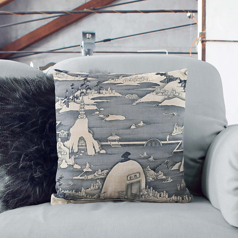 Abstract Square Cushion, 40cm H x 40cm W x 15cm D, White