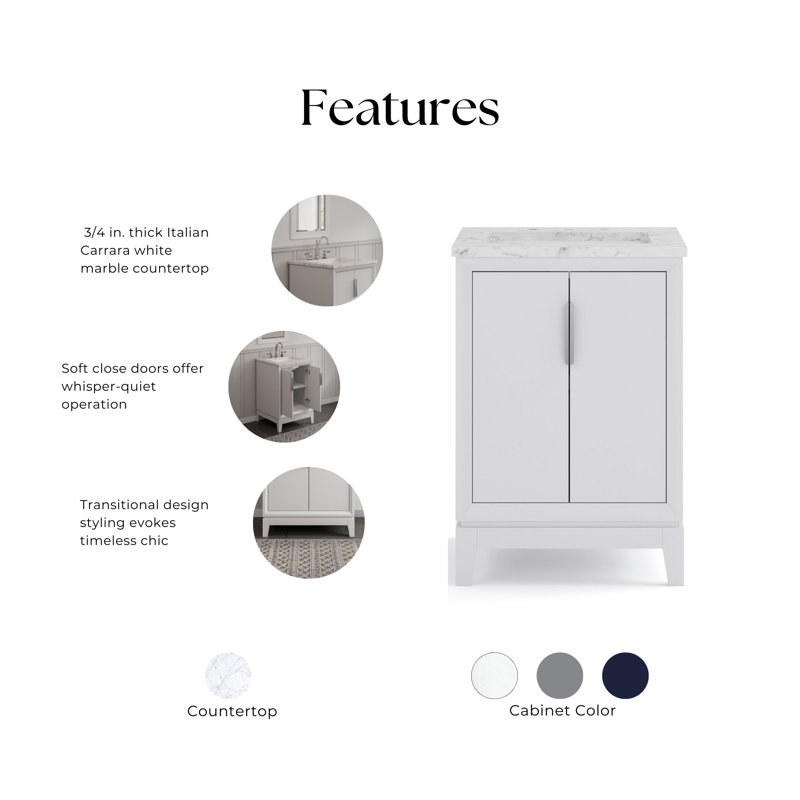 24" Single Bathroom Vanity Set, White