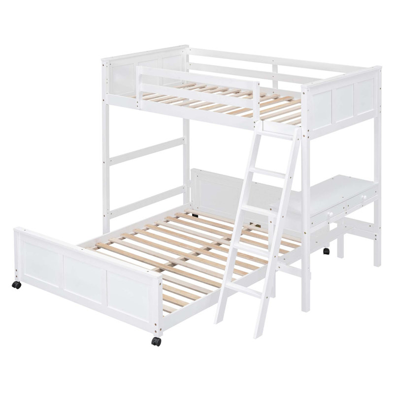 Bunk Bed With Desk, White