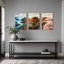 Abstrait art mural sur toile tendue, ensemble de 3 reproductions de peintures à l'huile pour salon