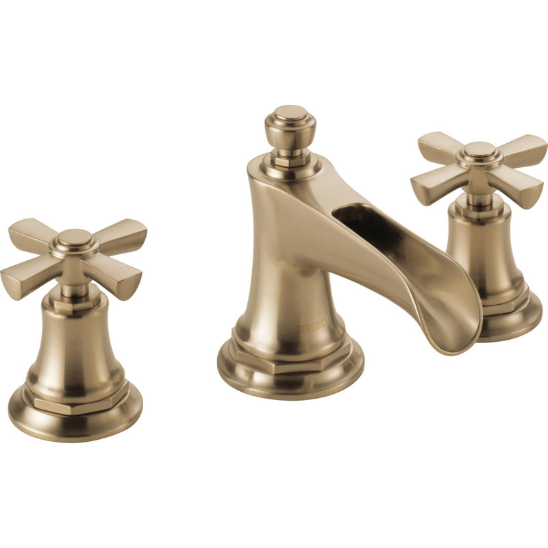Rook® Widespread Bathroom Faucet with Drain Assembly, 1.2, Cross, Luxe Gold