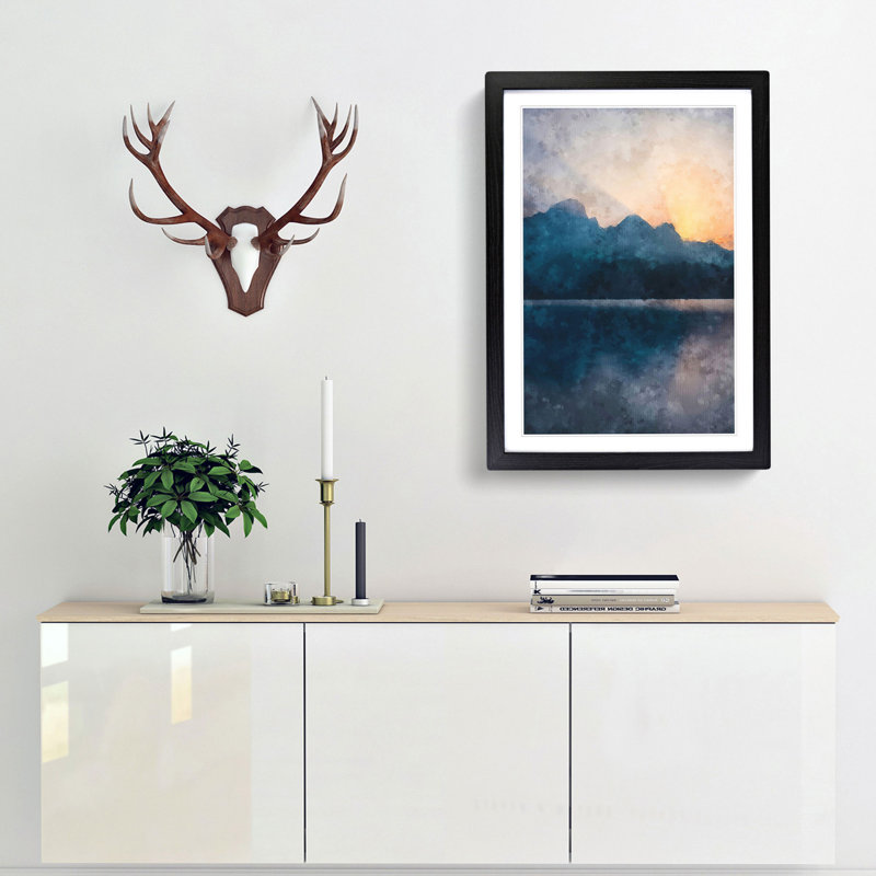 Sunrise over the Mountains Abstract - Picture Frame Graphic Art Print, Black Framed, 45cm H x 33cm W x 2cm D