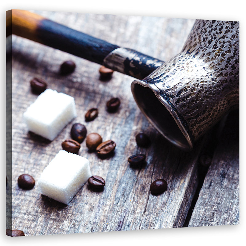 Mural, Coffee Jug And Sugar - No Frame Print on Canvas, 30cm H x 30cm W