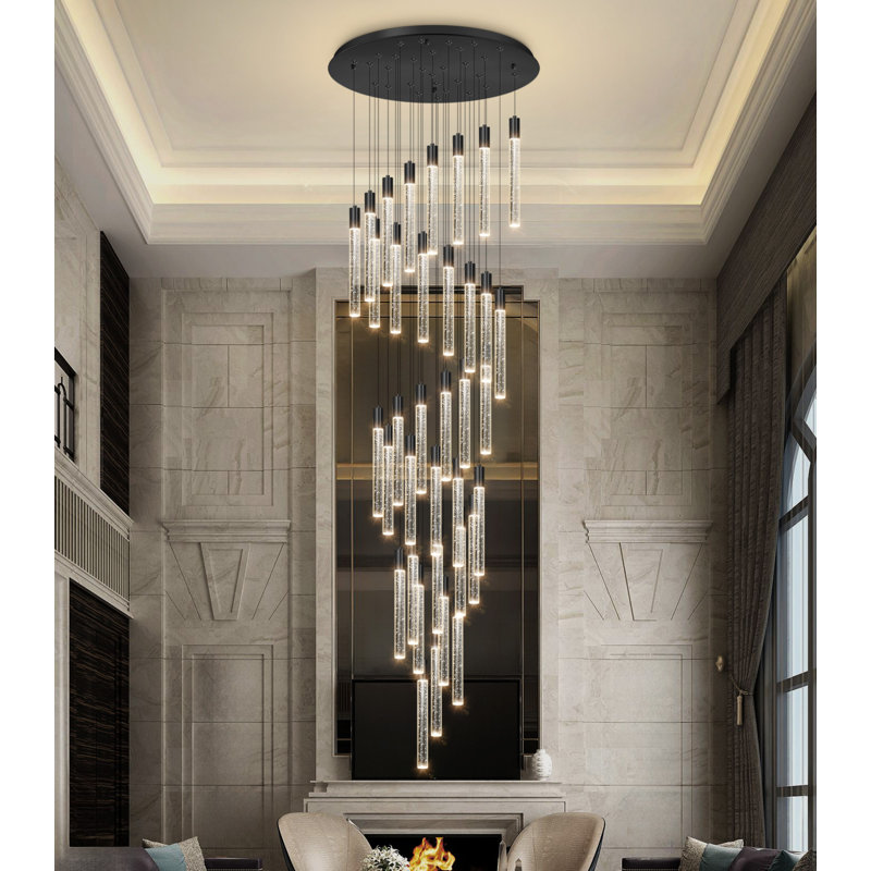 Glam 36 Lights Chandelier Led Dimmable Light, Matte Black