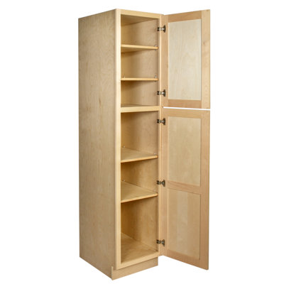 Unfinished Ready To Assemble Solid Wood Shaker Kitchen Pantry Cabinet — 18″ W × 90″ H × 24″ D — Wp189024