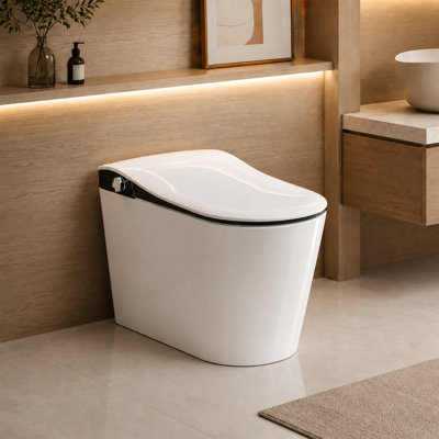 SANOXIS Elongated Non-Electric Bidet Toilet with Rear&Lady Wash, MAP 1200 Flush Performance, Foot-Kick & Side-Button Flush, Soft-Close Seat, Comfort Height, 1.0 GPF Low-Noise One-piece Toilet