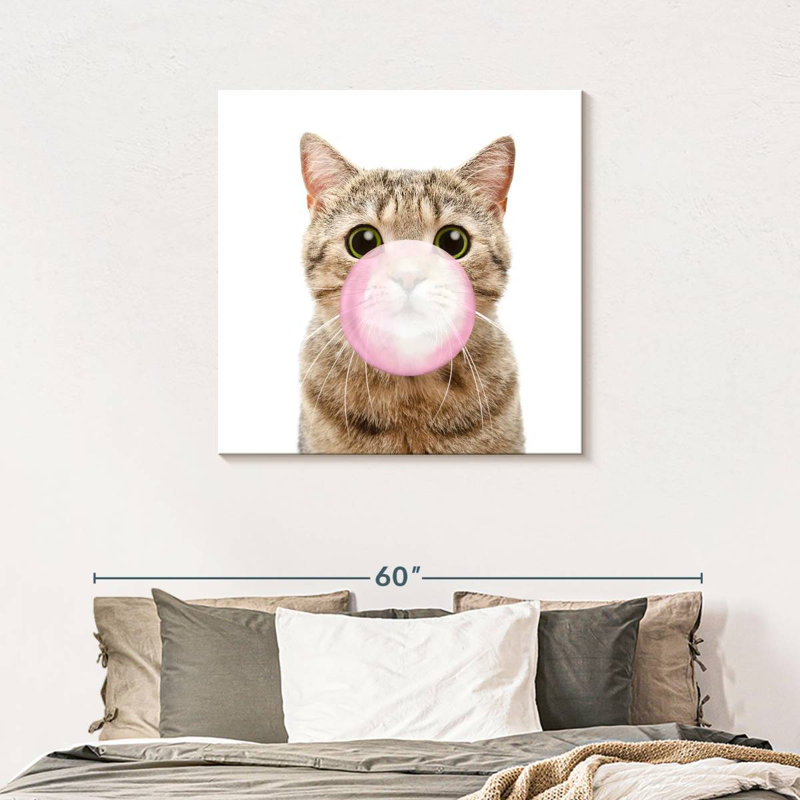 Bubble Gum Kitty - Impression sur toile tendue, H 36 po x l 36 po x P 1,25 po