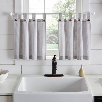 Liviana Cotton Striped Tailored Kitchen Curtain