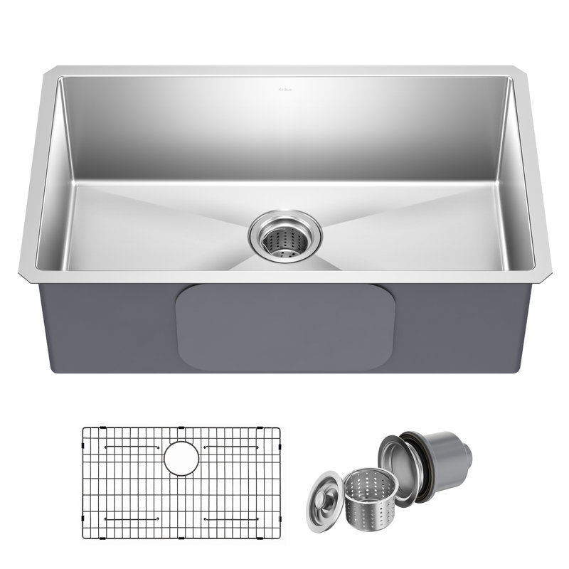 Évier de cuisine en acier inoxydable KRAUS Standart Pro, Bol simple, H 10 po x l 18 po x L 30 po