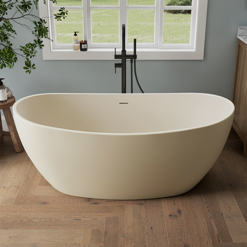 Baignoire de trempage autoportante en acrylique 60 po Tidal, Café au lait