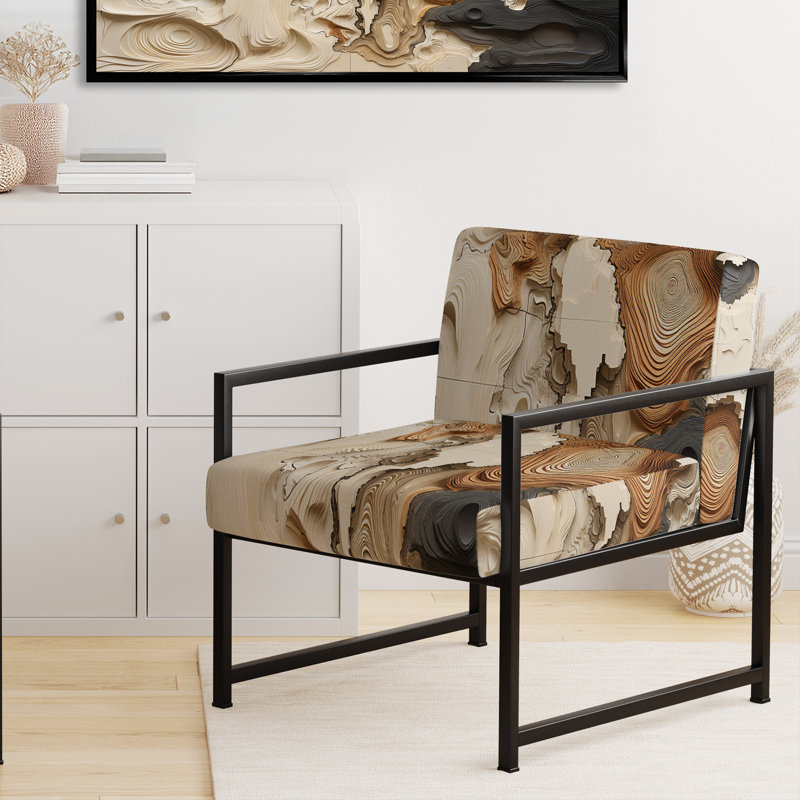 Fauteuil rembourré beige, beige et brun, Noir