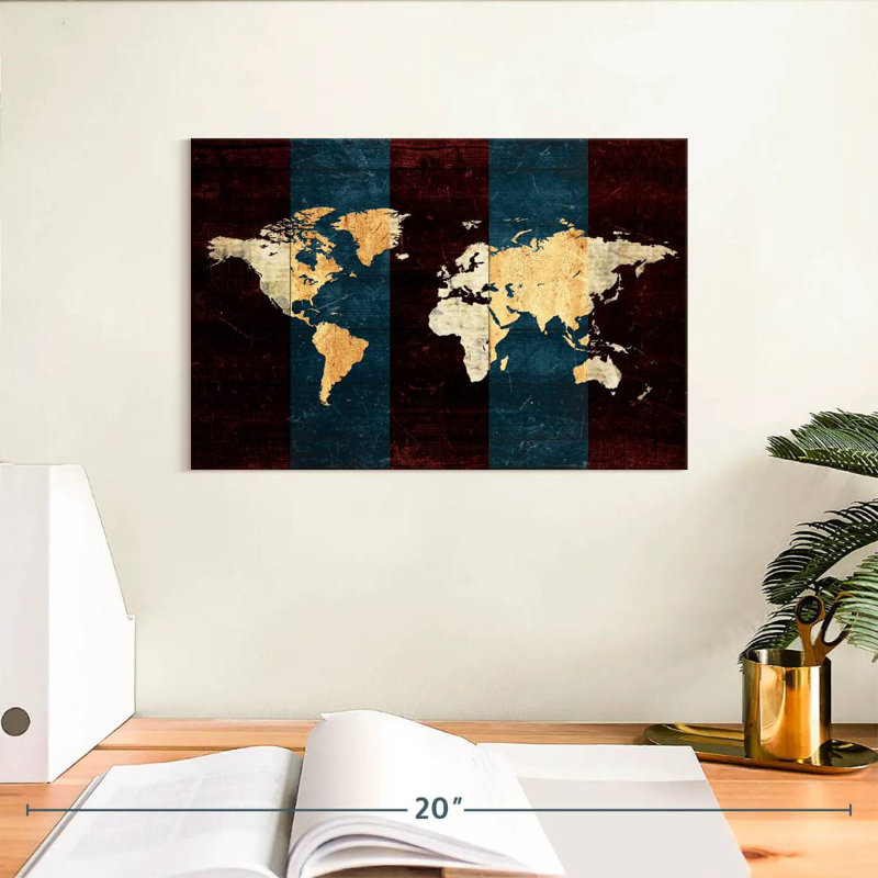 Carte du monde des Aliaz, H 8 po x l 12 po