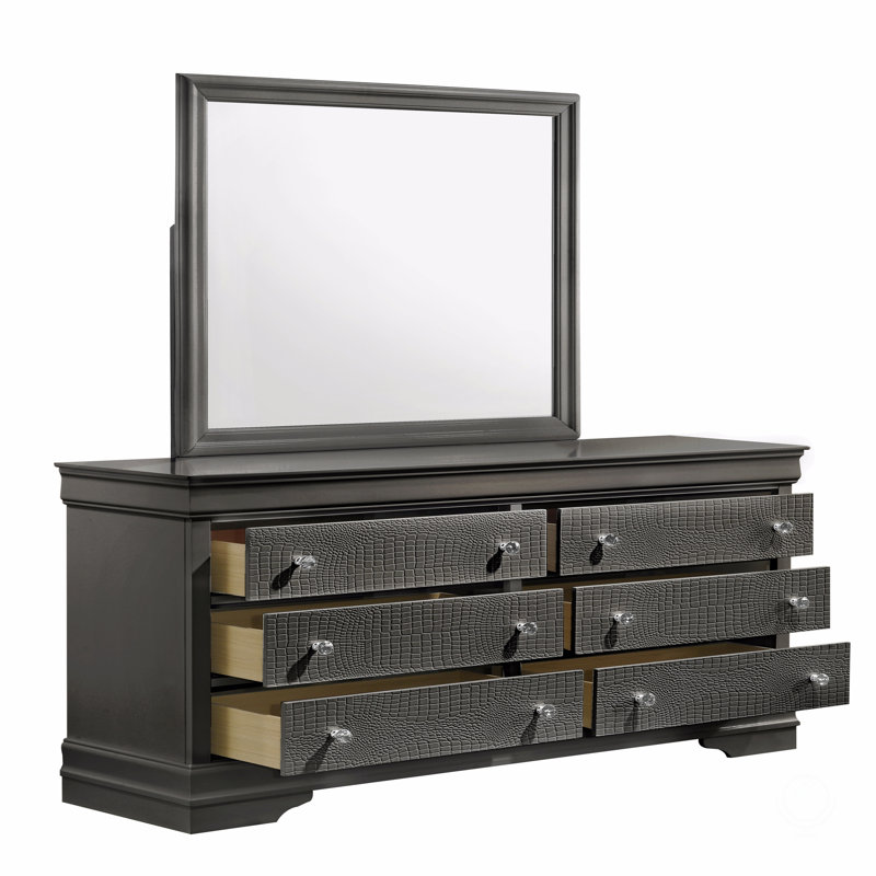 Miroir de style moderne en bois, Gris